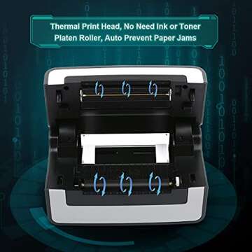 NefLaca Shipping Label Printer - 4x6 Thermal Label Printer with Lables 100 Pcs, Commercial Direct Thermal Label Maker, Compatible with Shopify, Ebay, Amazon &Etsy, Support Multiple Systems(Black)