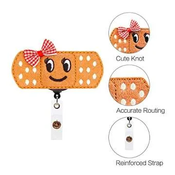 Heyah 4 Pack Retractable Nurse Badge Reel with Cute Bandage, RN Badge Holder, 24in Easy Retracting Cord
