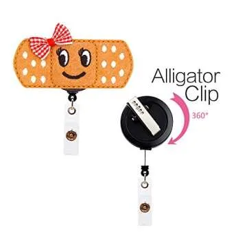 Heyah 4 Pack Retractable Nurse Badge Reel with Cute Bandage, RN Badge Holder, 24in Easy Retracting Cord