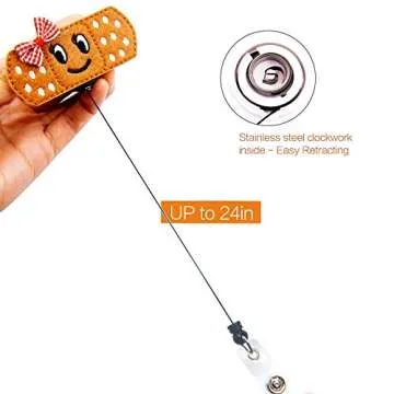 Heyah 4 Pack Retractable Nurse Badge Reel with Cute Bandage, RN Badge Holder, 24in Easy Retracting Cord