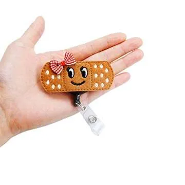 Heyah 4 Pack Retractable Nurse Badge Reel with Cute Bandage, RN Badge Holder, 24in Easy Retracting Cord