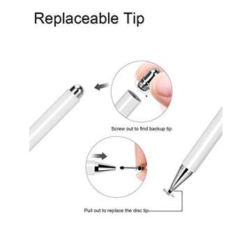 KIMZY ElegantPen Disc Stylus Pen, Touch Screen Digital Pencil Compatible for iPad, iPhone, Samsung Note 10, Google Pixel 3, Smartphones, and Tablets