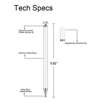 KIMZY ElegantPen Disc Stylus Pen, Touch Screen Digital Pencil Compatible for iPad, iPhone, Samsung Note 10, Google Pixel 3, Smartphones, and Tablets