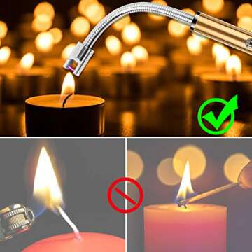 Calar Flexible Candle Lighter,Electric Arc Lighter Camping Lighter with Long Flexible Neck and Safety Switch,USB Rechargeable,Windproof Grill Lighter for Candle BBQ Fireworks (Rose Gold)