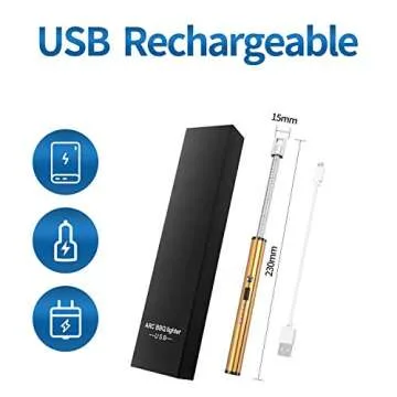 Calar Flexible Candle Lighter,Electric Arc Lighter Camping Lighter with Long Flexible Neck and Safety Switch,USB Rechargeable,Windproof Grill Lighter for Candle BBQ Fireworks (Rose Gold)