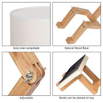 HAITRAL Cute Desk Lamp - Creative Table Lamp with Wood Base Changeable Shape Desk Lamp for Bedroom, Study, Office, Kids Room