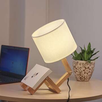 HAITRAL Cute Desk Lamp - Creative Table Lamp with Wood Base Changeable Shape Desk Lamp for Bedroom, Study, Office, Kids Room