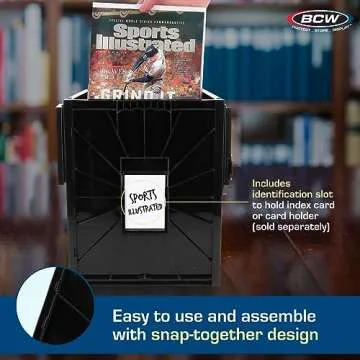 BCW Comic Bin, Black - Holds 150 Comics, Acid Free Storage and Organizer, Heavy Duty Plastic, Stackable, Includes Partition