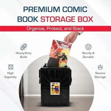 BCW Comic Bin, Black - Holds 150 Comics, Acid Free Storage and Organizer, Heavy Duty Plastic, Stackable, Includes Partition