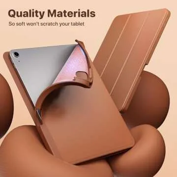 VAKS for iPad Air 6th Generation Case 11 inch M2 2024, iPad Air 5th / iPad Air 4th Generation case 10.9 inch, Trifold Stand Smart Cover Auto Wake with Pencil Holder Soft TPU Back, Brown