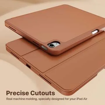 VAKS for iPad Air 6th Generation Case 11 inch M2 2024, iPad Air 5th / iPad Air 4th Generation case 10.9 inch, Trifold Stand Smart Cover Auto Wake with Pencil Holder Soft TPU Back, Brown