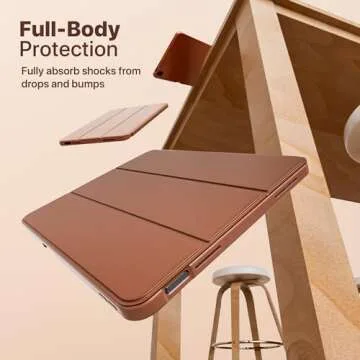 VAKS for iPad Air 6th Generation Case 11 inch M2 2024, iPad Air 5th / iPad Air 4th Generation case 10.9 inch, Trifold Stand Smart Cover Auto Wake with Pencil Holder Soft TPU Back, Brown