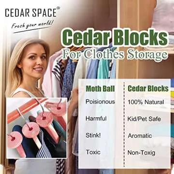 24 Aromatic Cedar Blocks - Natural Pest Protection for Clothing Storage