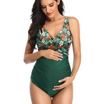 SUMMERSUNSHINE Maternity One Piece Swimwear Front Cross Pregnancy Swimsuit Bathing Suit Maternity Bi...