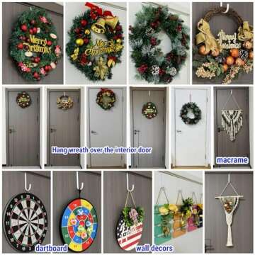 Mars-Rock Over The Door Hooks 6 Pcs L=5.5" Fit 1 3/8" Door White Plastic Coating for Hanging Towel Robe Hanger for Bathroom Dorm Room Bunk Bed Wreath Ironing Board Holder Cute Thin Single Heavy Duty