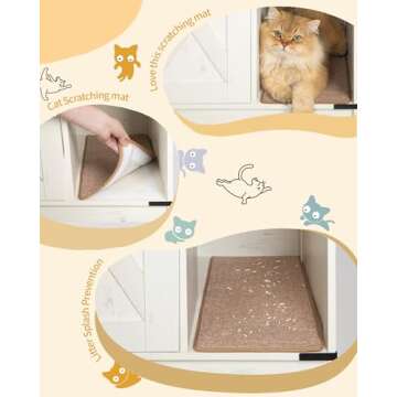 Hzuaneri Cat Litter Box Enclosure, Hidden Litter Box Cabinet Furniture with Cat Bell, Indoor Cat House, Farmhouse Style, 31.5 x 19.7 x 20.9Inches, for Hallway, Bedroom, Rustic Brown and White CB82414X