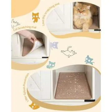 Hzuaneri Cat Litter Box Enclosure, Hidden Litter Box Cabinet Furniture with Cat Bell, Indoor Cat House, Farmhouse Style, 31.5 x 19.7 x 20.9Inches, for Hallway, Bedroom, Rustic Brown and White CB82414X