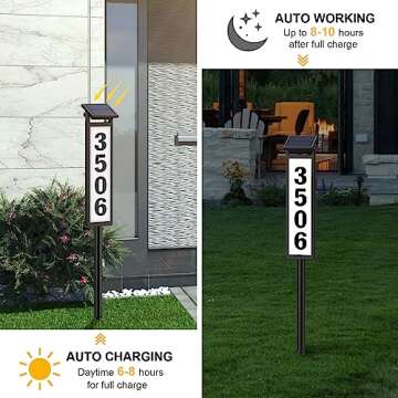 Solar Address Sign, House Numbers for Outside, Lighted Address Plaque Outdoor Waterproof, Illuminate...