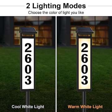 Solar Address Sign, House Numbers for Outside, Lighted Address Plaque Outdoor Waterproof, Illuminated LED Address Numbers for Yard Home