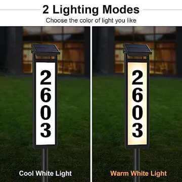 Solar Address Sign, House Numbers for Outside, Lighted Address Plaque Outdoor Waterproof, Illuminated LED Address Numbers for Yard Home