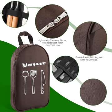 Wesqunie Camping Cookware Cooking Utensils Set - 30Pcs Camping Kitchen Essentials Set, Portable Outdoor Camping Gear Accessories, Stainless Steel & Silicone, Camping Equipment for RV Picnic Grill