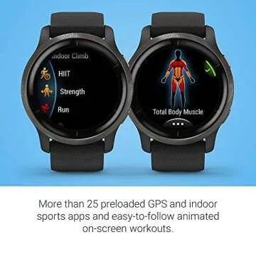 Garmin Venu 2, GPS Smartwatch with Advanced Health Monitoring and Fitness Features, Slate Bezel with Black Case and Silicone Band , 27.9 mm
