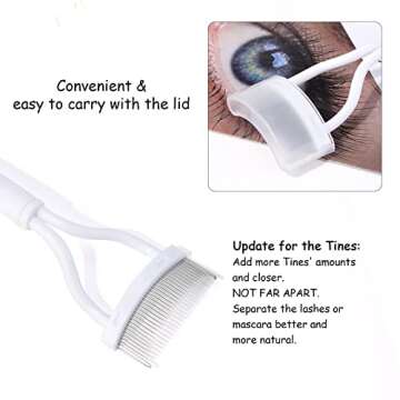 Eyelash Comb MSQ Eyelash Separator Mascara Applicator Eyelash Definer With Comb Cover Arc Designed Cosmetic Brushes Tool White (1PCS)