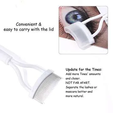 Eyelash Comb MSQ Eyelash Separator Mascara Applicator Eyelash Definer With Comb Cover Arc Designed Cosmetic Brushes Tool White (1PCS)