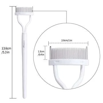 Eyelash Comb MSQ Eyelash Separator Mascara Applicator Eyelash Definer With Comb Cover Arc Designed Cosmetic Brushes Tool White (1PCS)