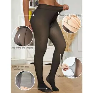 Bontierie Fleece Lined Thermal Pantyhose for Winter Comfort