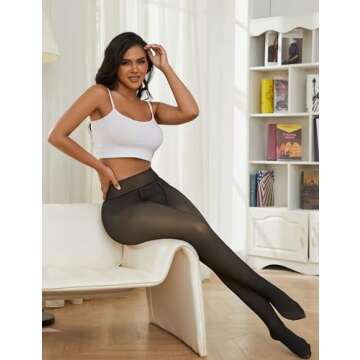 Bontierie Fleece Lined Thermal Pantyhose for Winter Comfort