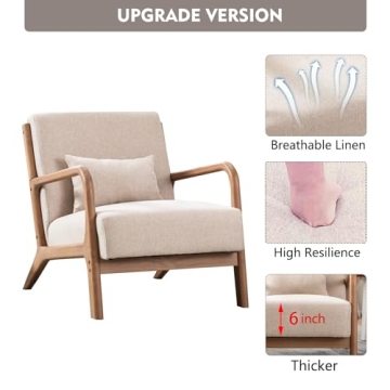 Mid Century Modern Accent Chair - Comfortable Lounge Armchair