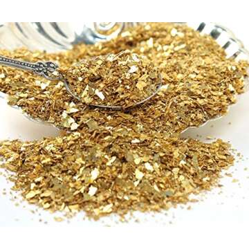 Meyer Imports Crushed Glass Glitter for Arts and Crafts | Broken Glass Gold Fusion German Glitter for Resin Craft Art/Tumblers/Nail Art/DIY Jewellery Making Decoration - 1 oz