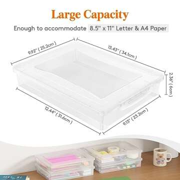 Lifewit 4 Pack Plastic Multi-Purpose Storage Box with Latching Lids, Clear A4, 8.5" x 11" Letter Siz...