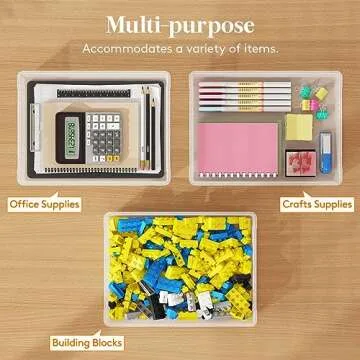 Lifewit 4 Pack Plastic Multi-Purpose Storage Box with Latching Lids, Clear A4, 8.5" x 11" Letter Size Paper Storage, Storage Containers for Board Game, Craft, Document, Magazine, Art Supplies