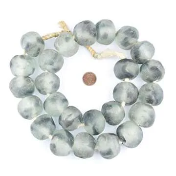 Super Jumbo Recycled Glass Beads - Beaded Wall Hangings - Extra Large African Sea Glass Beads 32-35m...