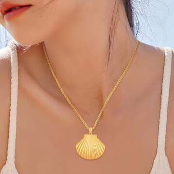 FILMOON Ocean Shell Pendant Necklace for Women - Stylish and Adjustable Summer Jewelry