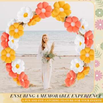 Rotatingpals 10 Pcs Daisy Balloon 28 Inch Flower Balloons Boho Groovy Party Decor for Boho Daisy Themed Birthday Party Baby Shower Wedding Decorations Supplies, 3 Colors