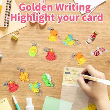 Luxby Valentines Day Cards for Kids Classroom, 24 PCS Pop Fidget Toys Key Chain, Valentines Day Gifts for Kids, Valentine Exchange Gifts Cards for Classroom School Party Favors