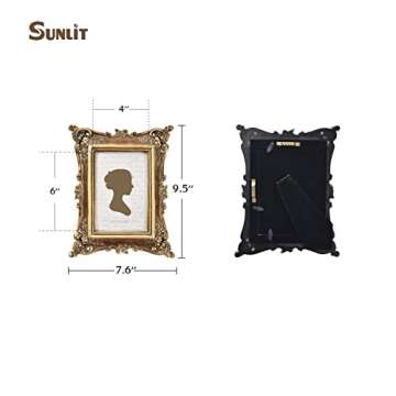 Sunlit Vintage Picture Frame 4x6 Inch, Luxury Antique Photo Frames with Glass Front, Photo Display, ...