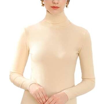 100% Merino Wool Women Turtleneck Sweater 2020 Autumn Winter Warm Soft Knitted Pullover Femme Jumper Women Cashmere Sweater (Off White, XX-Large)