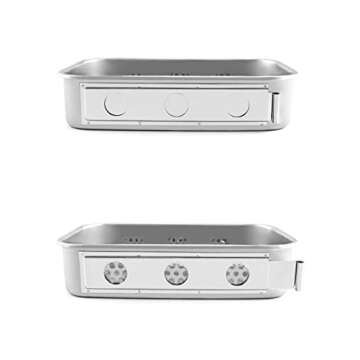 QWORK 8" Medical 304 Stainless Steel Sterilization Box Square with Lid and Holes for Surgical Medical Dental Instruments, 2 Pack