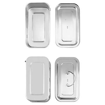 QWORK 8" Medical 304 Stainless Steel Sterilization Box Square with Lid and Holes for Surgical Medical Dental Instruments, 2 Pack