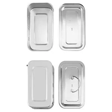 QWORK 8" Medical 304 Stainless Steel Sterilization Box Square with Lid and Holes for Surgical Medical Dental Instruments, 2 Pack