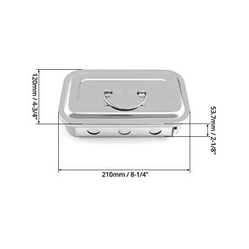 QWORK 8" Medical 304 Stainless Steel Sterilization Box Square with Lid and Holes for Surgical Medical Dental Instruments, 2 Pack