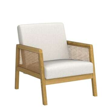 Yaheetech Accent Chair, Modern Armchair with Wood Legs, Mid Century Living Room Chair Linen Comfy Lounge Chair for Bedroom Reading Room, Set of 2, Beige