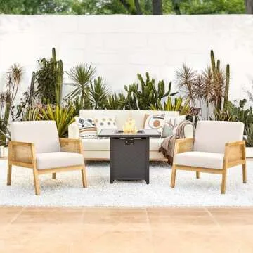 Yaheetech Accent Chair, Modern Armchair with Wood Legs, Mid Century Living Room Chair Linen Comfy Lounge Chair for Bedroom Reading Room, Set of 2, Beige