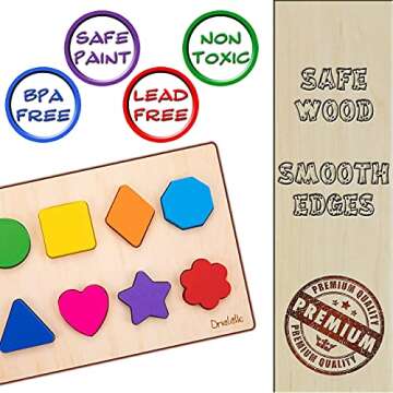Magnetic Wooden Educational Shape Puzzle - Learn Colors & Shape Recognition Toy – Toddler Preschoo...
