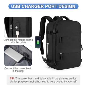 coofay Large Travel Backpack For Women Men Airline Approved Carry On Flight Luggage Waterproof Sports Casual Daypack Small For Hiking Black