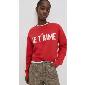 Z SUPPLY Women's First Date Sweatshirt, Cherry, Red, Graphic, M